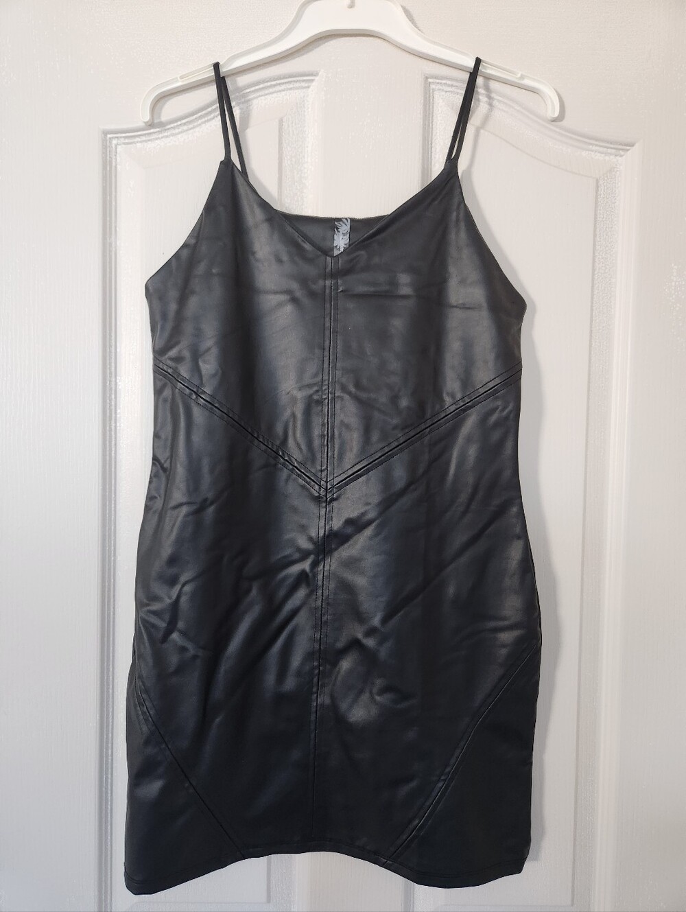 Luna Chix Black Faux Leather Sleeveless Dress Size M